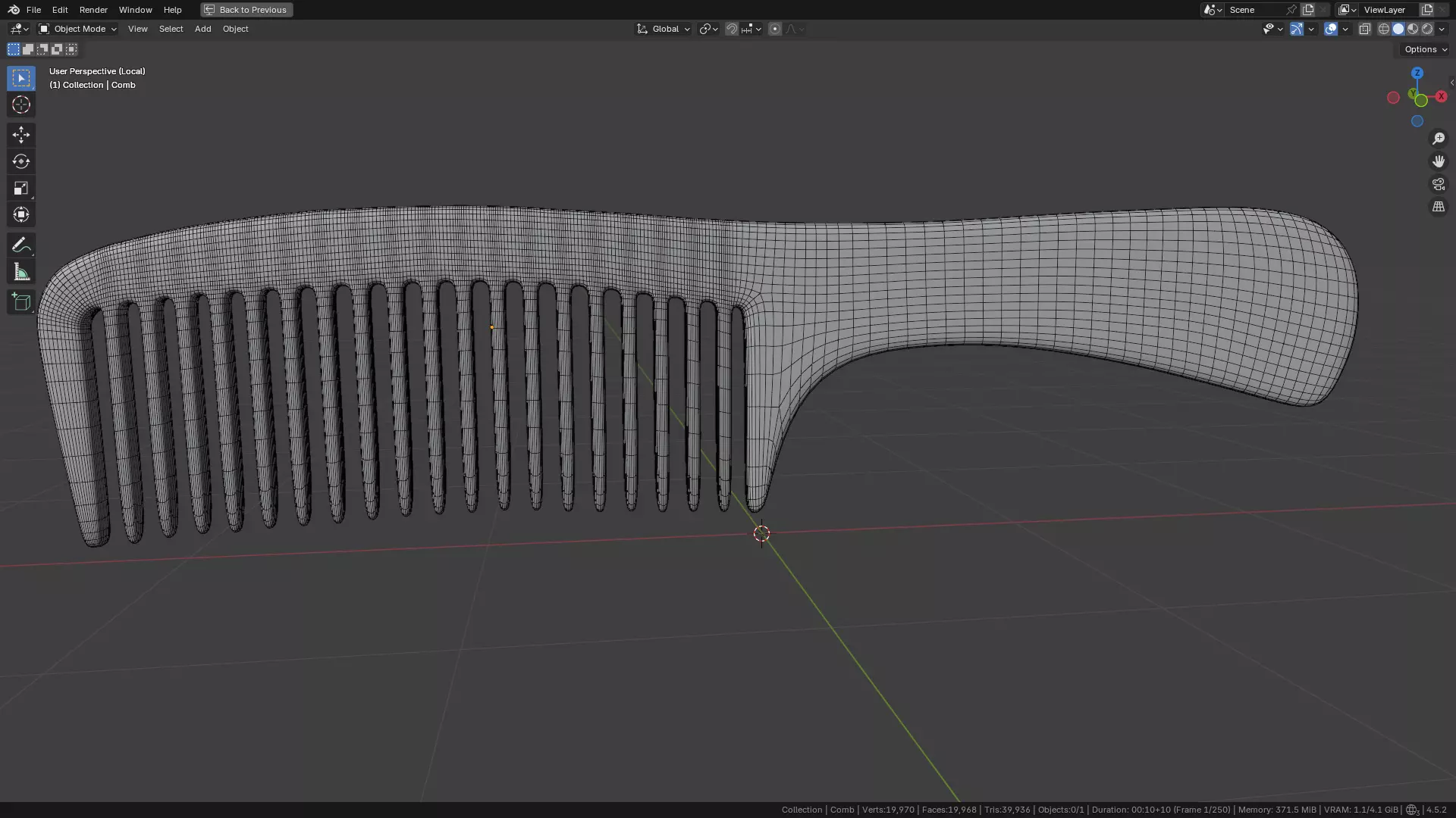 Wide teeth hair comb Low-poly 3D model_29