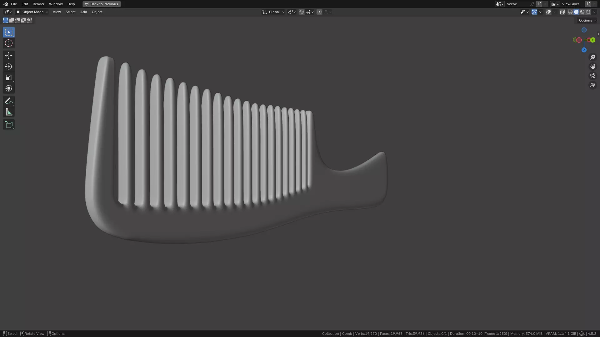 Wide teeth hair comb Low-poly 3D model_10