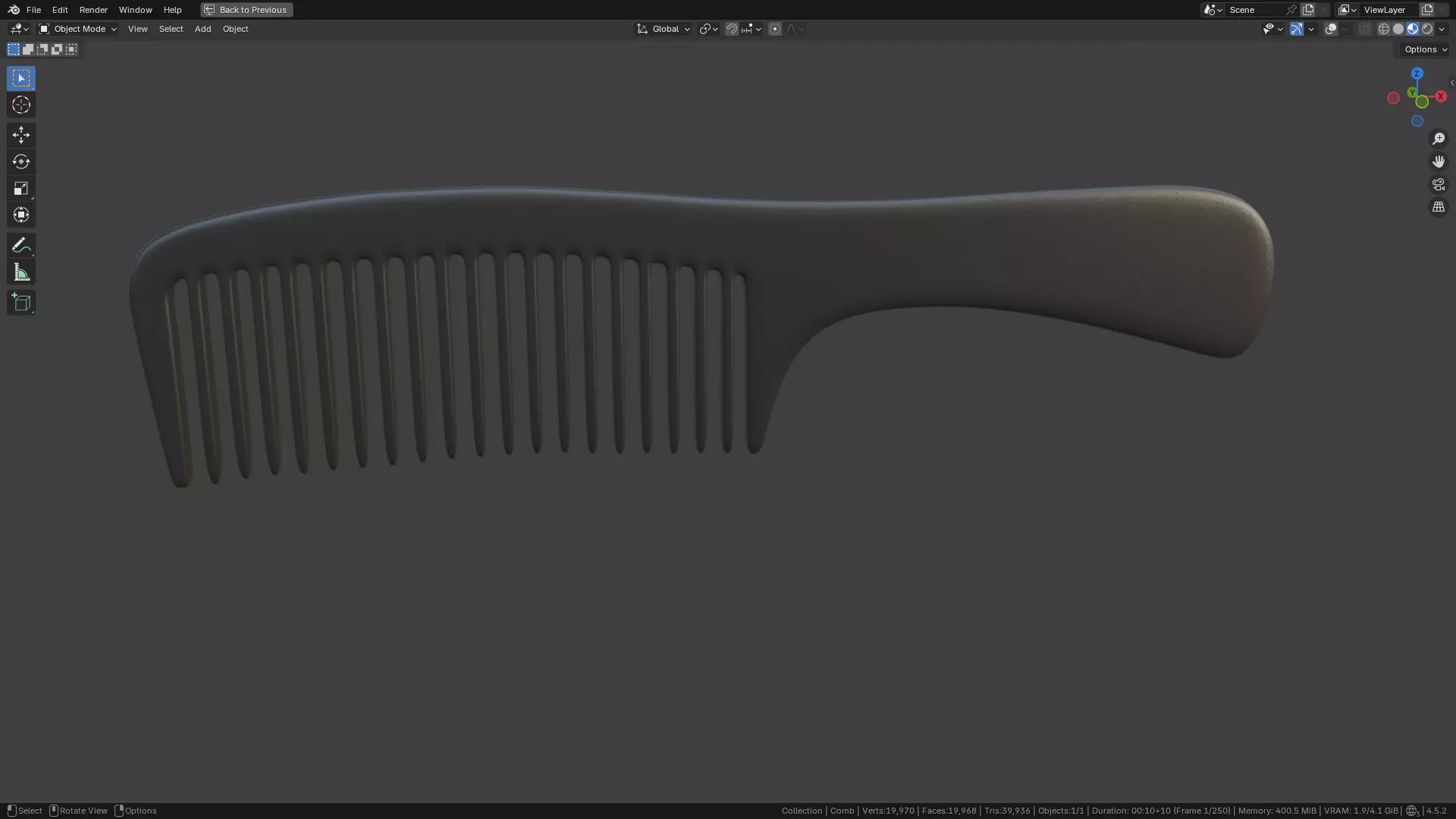 Wide teeth hair comb Low-poly 3D model_22