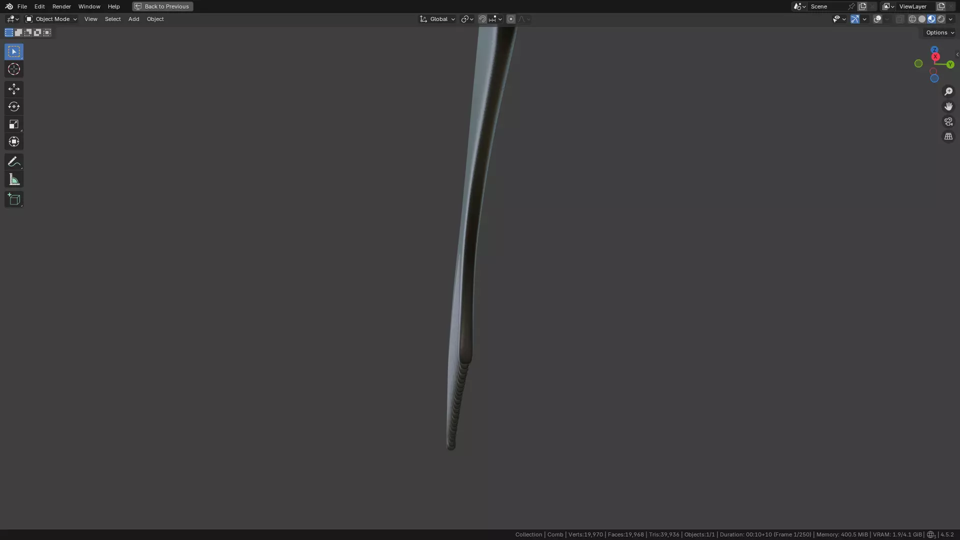 Wide teeth hair comb Low-poly 3D model_24