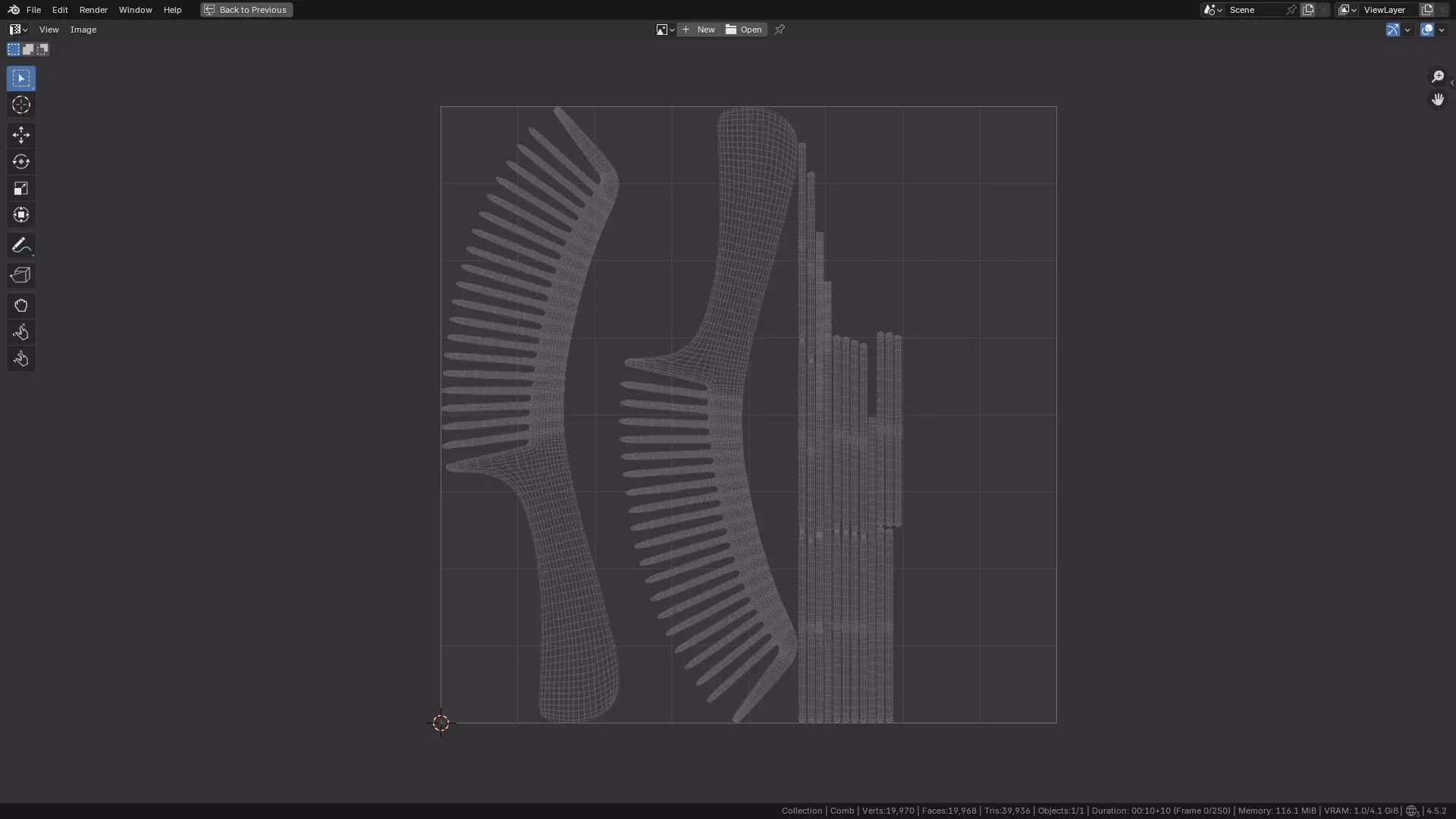Wide teeth hair comb Low-poly 3D model_37