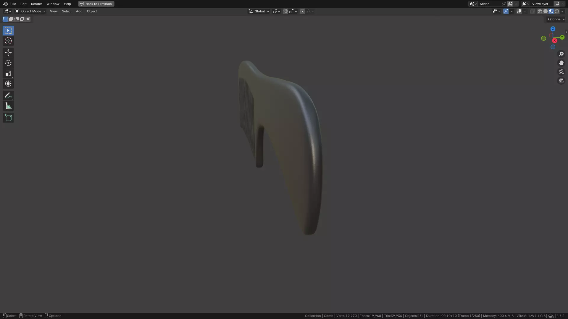 Wide teeth hair comb Low-poly 3D model_20