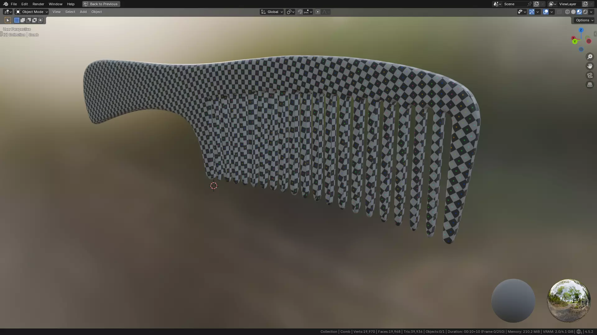 Wide teeth hair comb Low-poly 3D model_40