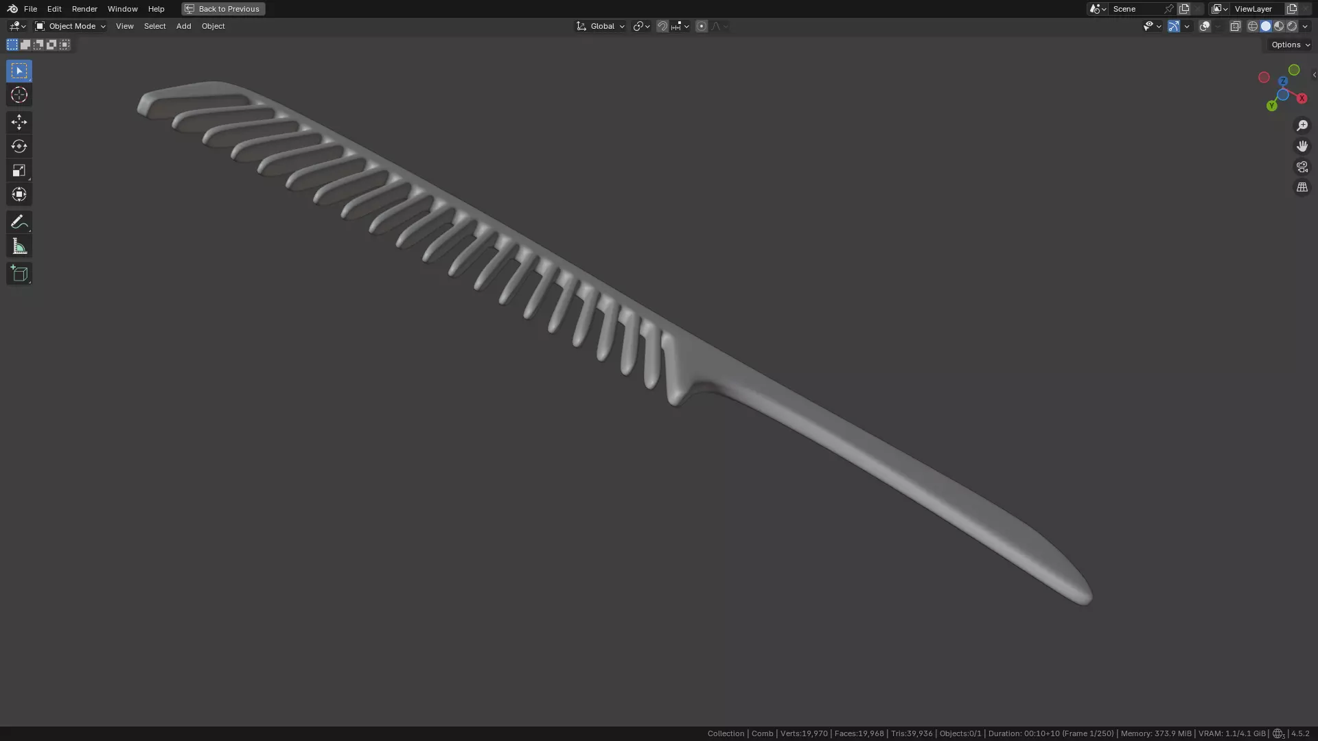 Wide teeth hair comb Low-poly 3D model_12