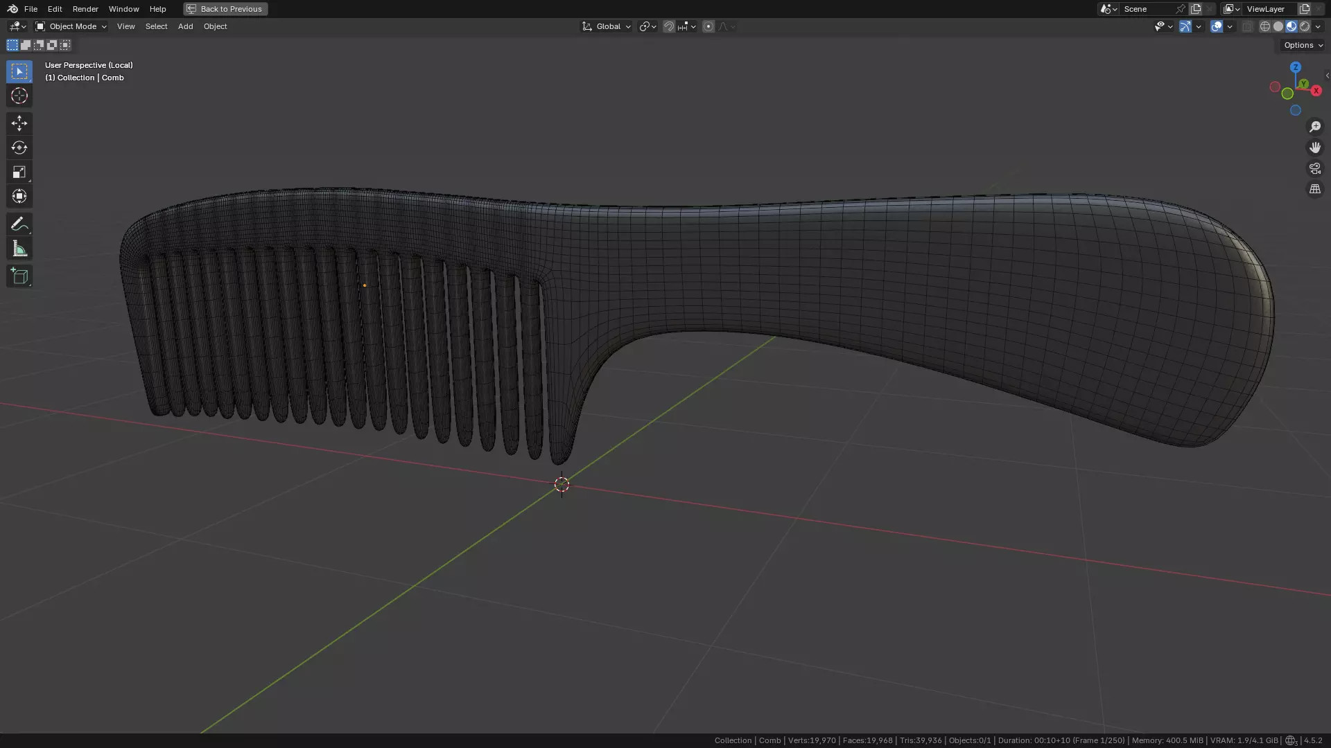 Wide teeth hair comb Low-poly 3D model_27