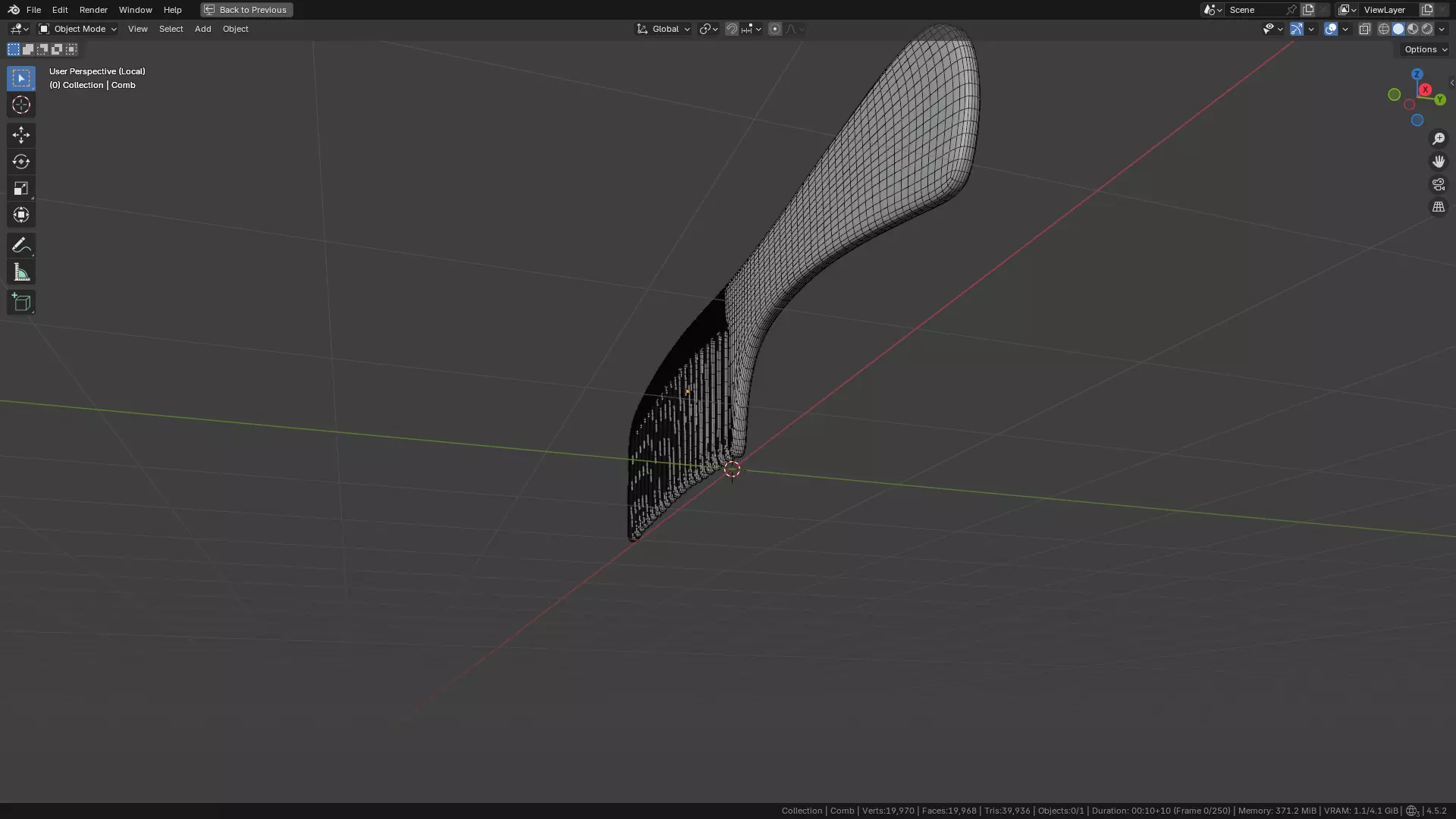 Wide teeth hair comb Low-poly 3D model_32