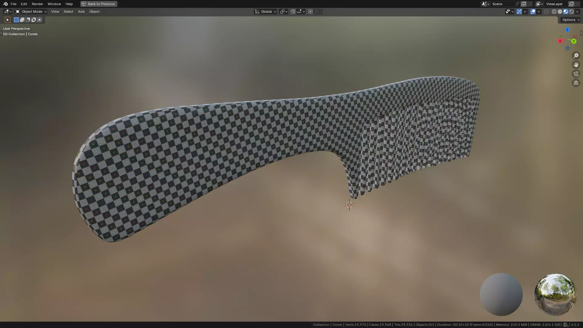 Wide teeth hair comb Low-poly 3D model_39