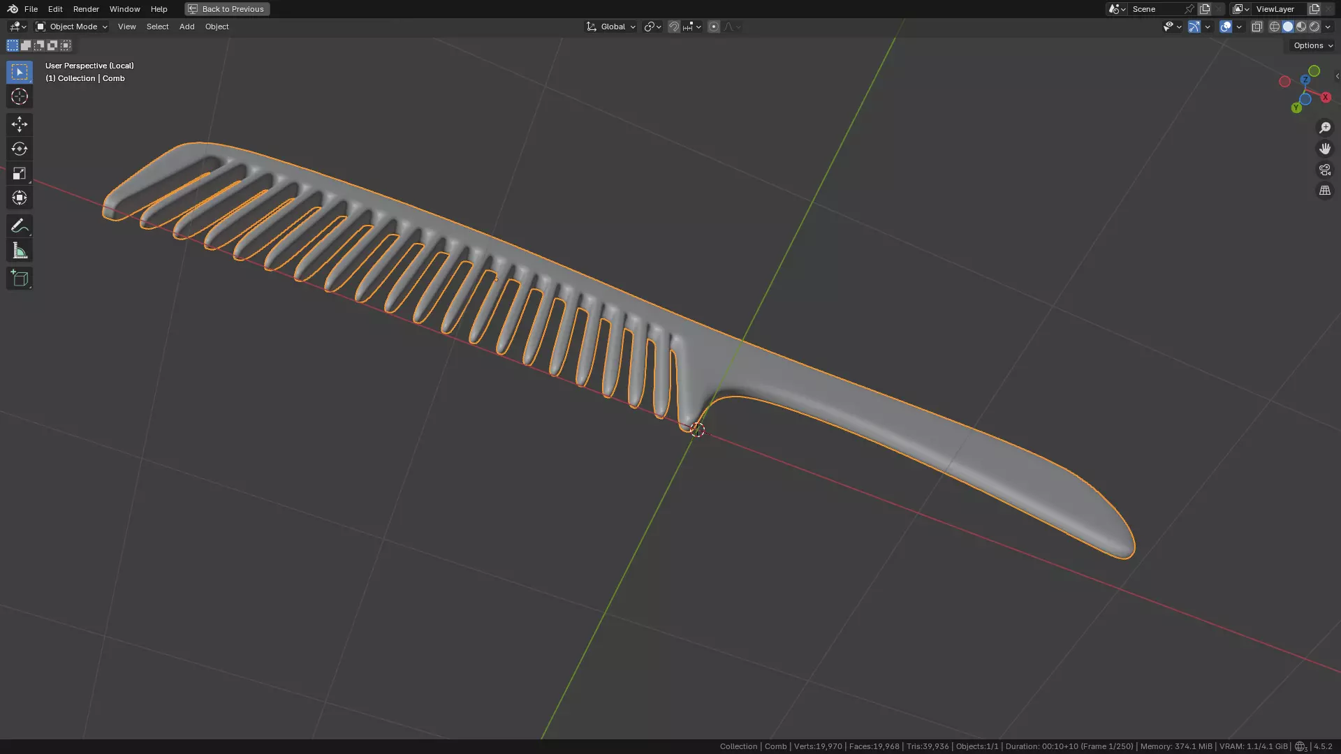 Wide teeth hair comb Low-poly 3D model_6