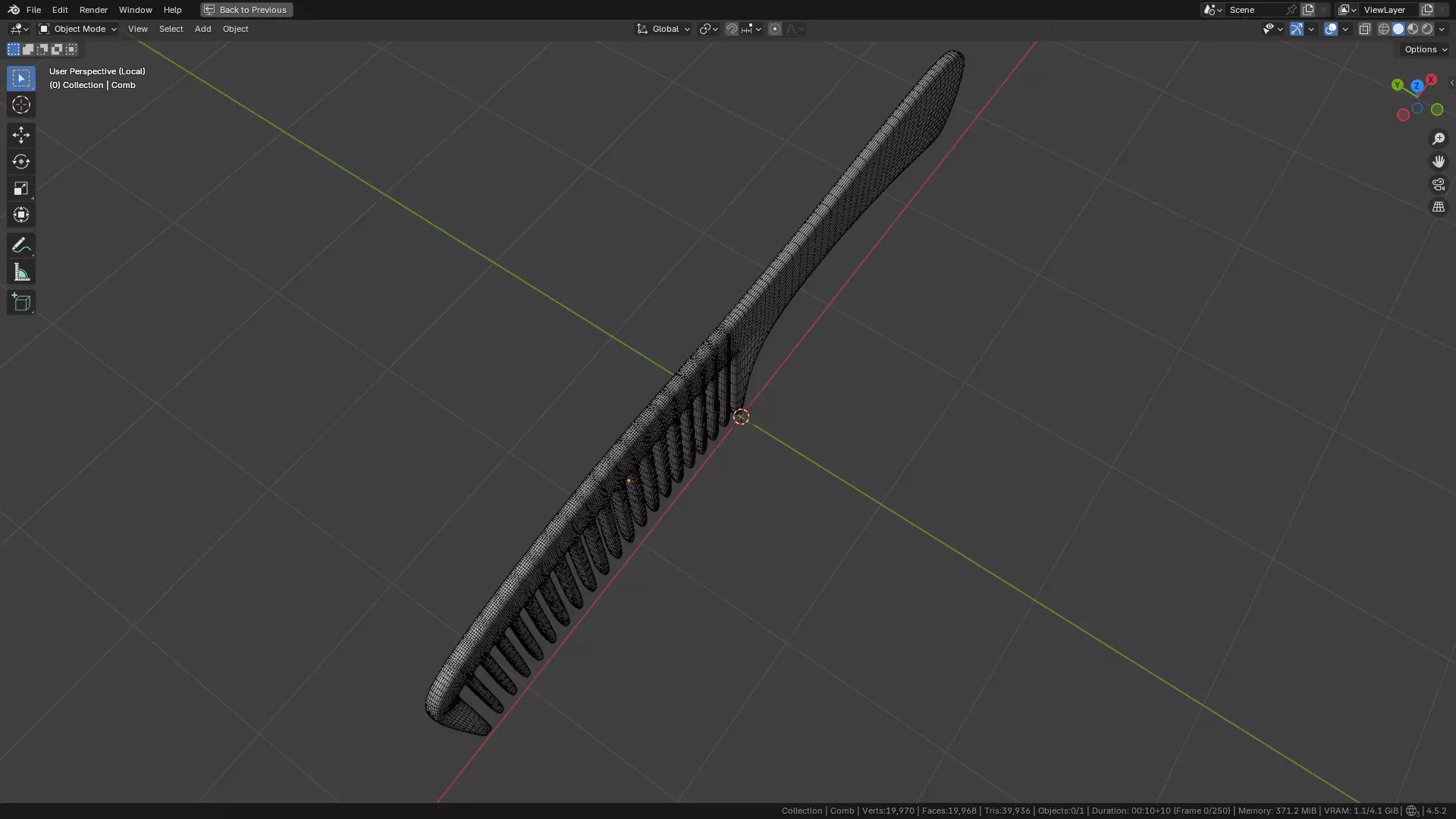 Wide teeth hair comb Low-poly 3D model_34