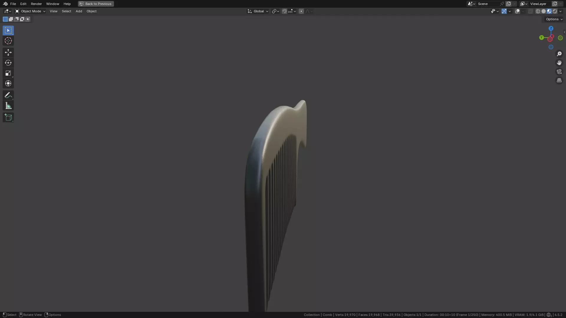 Wide teeth hair comb Low-poly 3D model_15