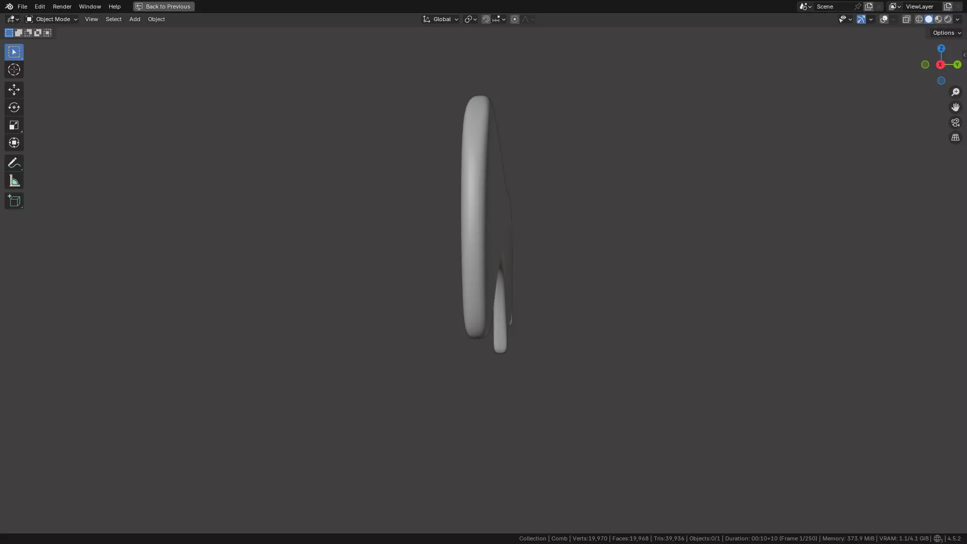 Wide teeth hair comb Low-poly 3D model_14