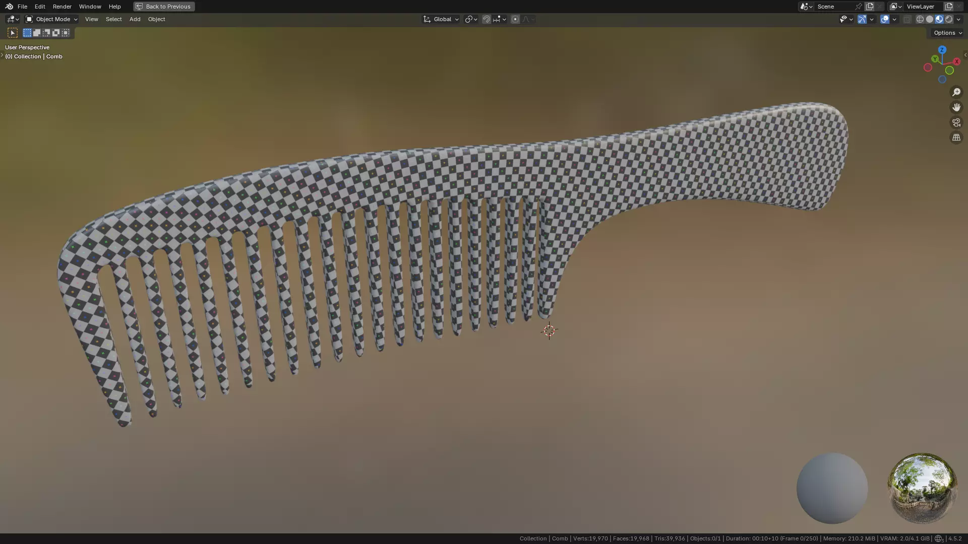 Wide teeth hair comb Low-poly 3D model_41