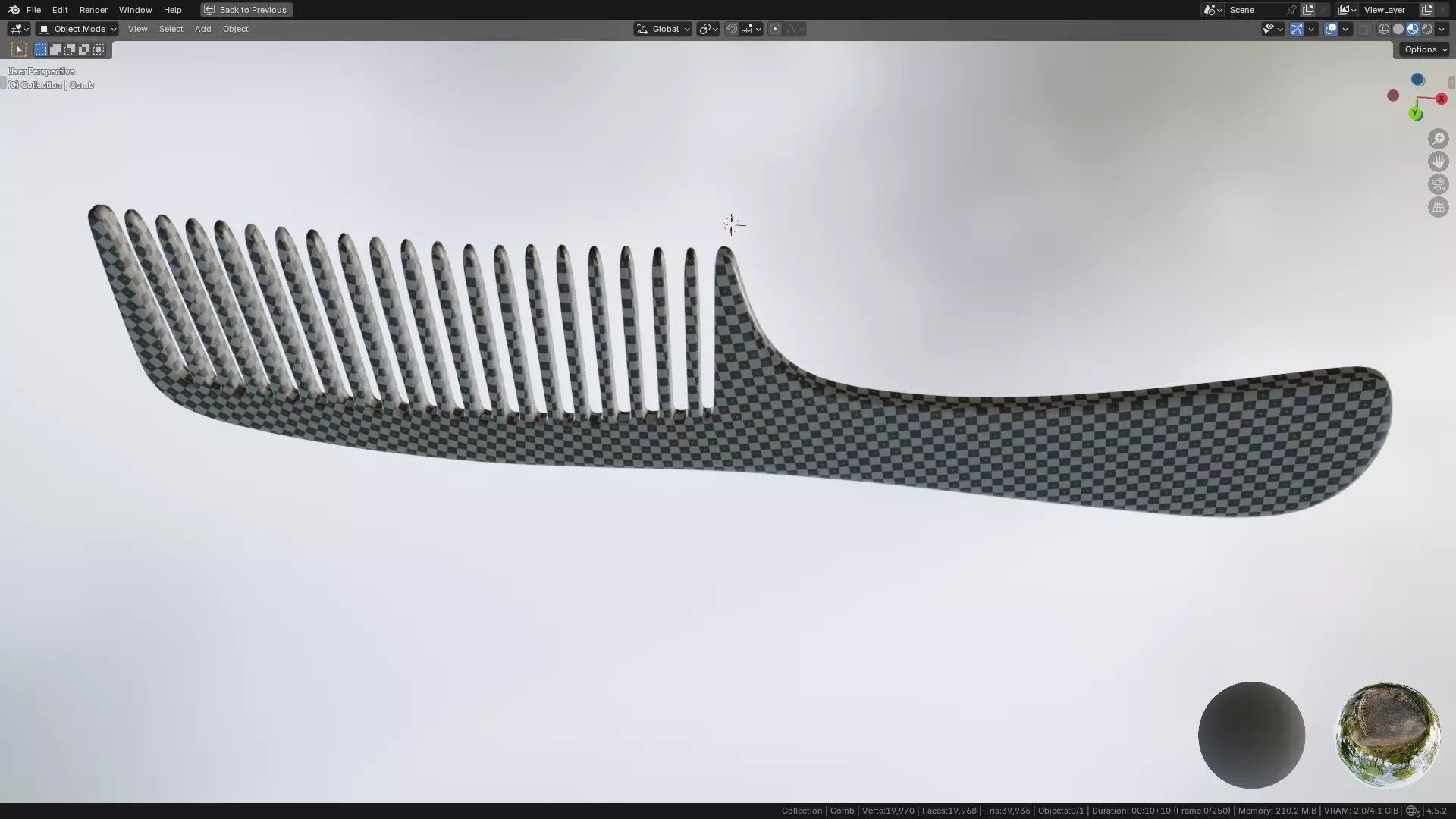 Wide teeth hair comb Low-poly 3D model_44