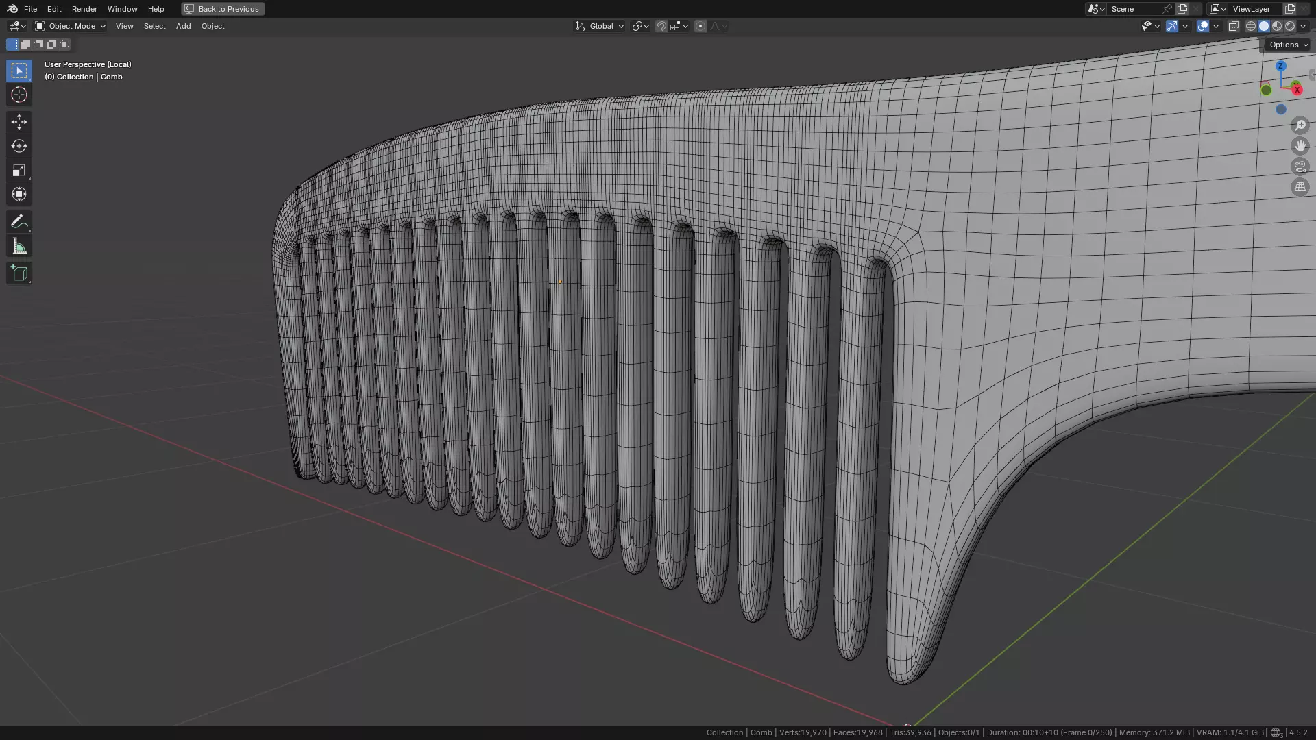 Wide teeth hair comb Low-poly 3D model_35