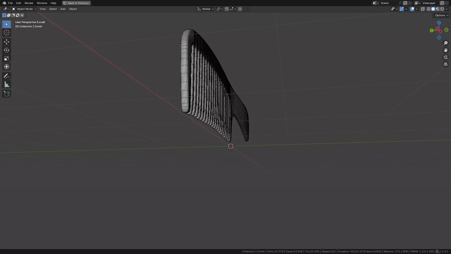 Wide teeth hair comb Low-poly 3D model_33