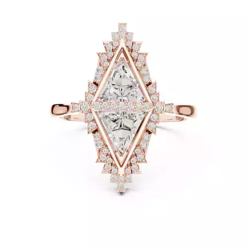 Tringle Cut Diamond Engagement Wedding Ring 3DM STL Video