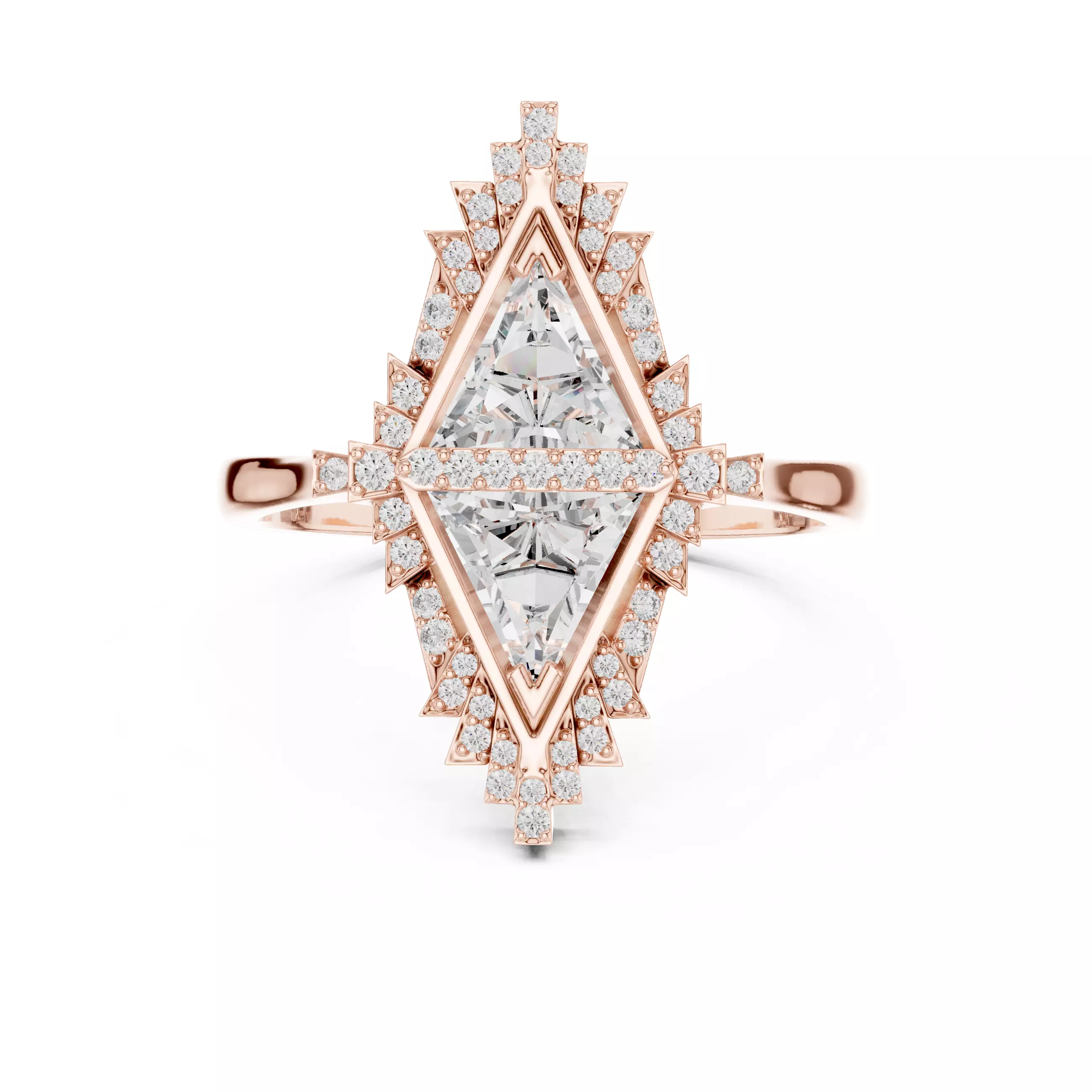 Tringle Cut Diamond Engagement Wedding Ring 3DM STL Video 3D print model_0