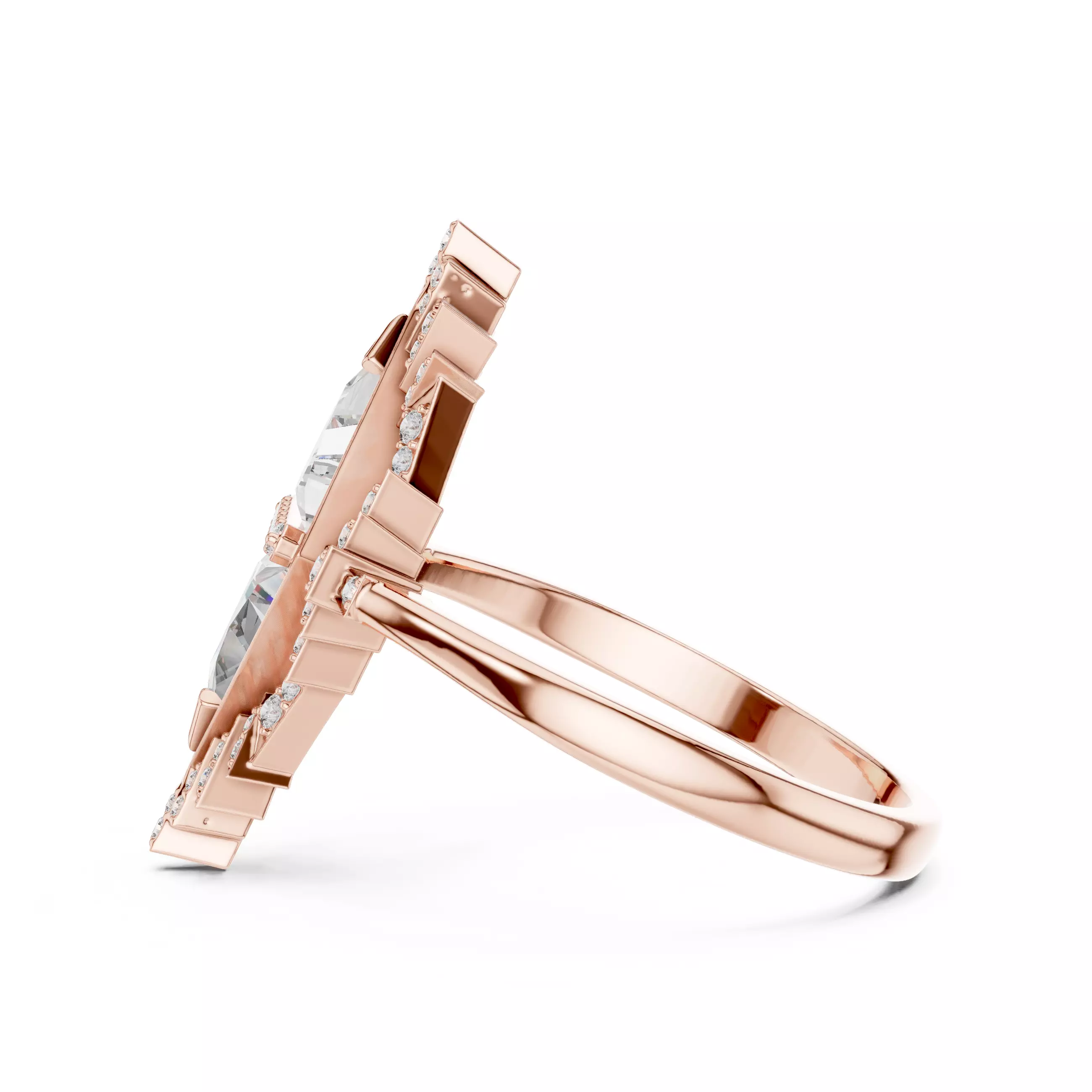 Tringle Cut Diamond Engagement Wedding Ring 3DM STL Video 3D print model_5