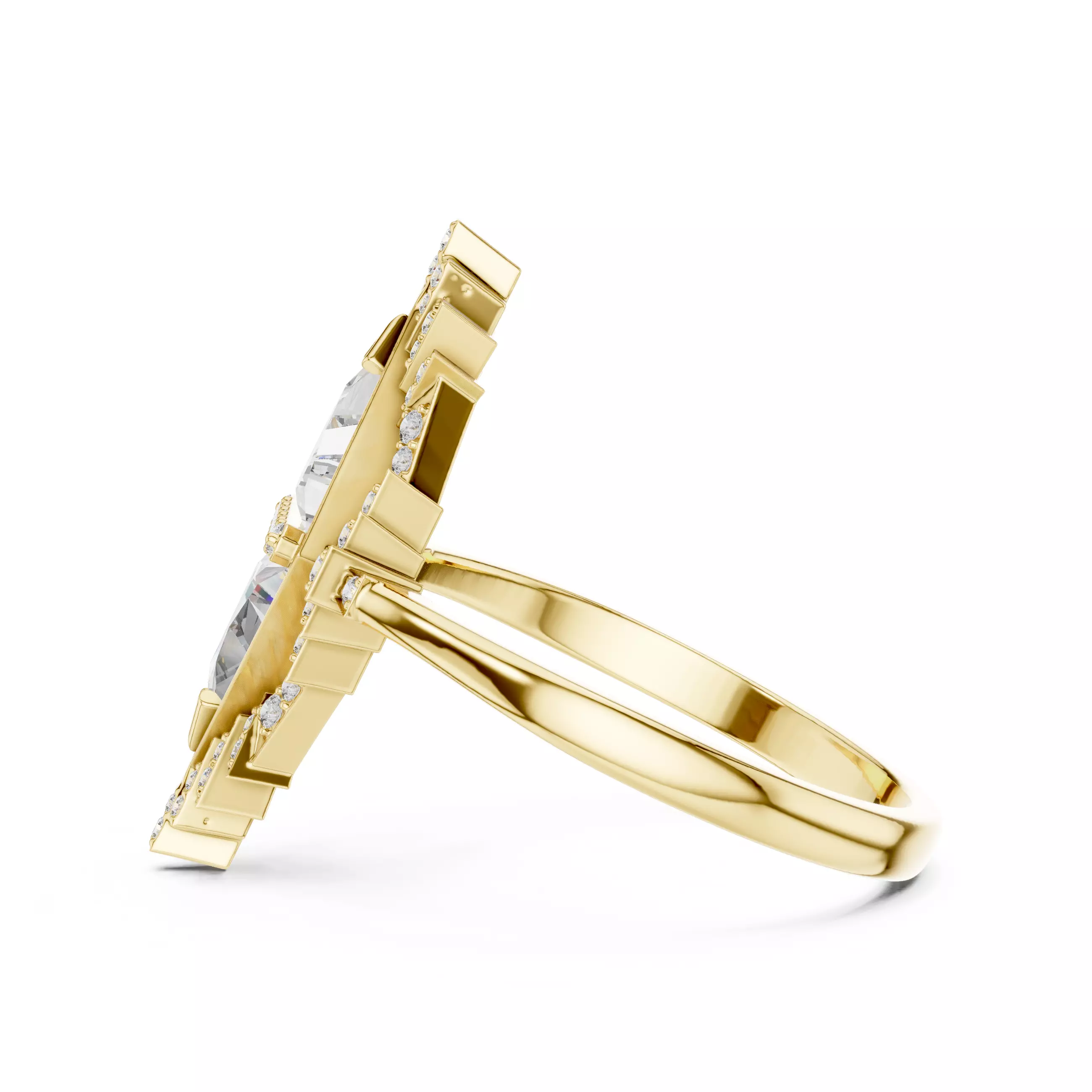 Tringle Cut Diamond Engagement Wedding Ring 3DM STL Video 3D print model_8