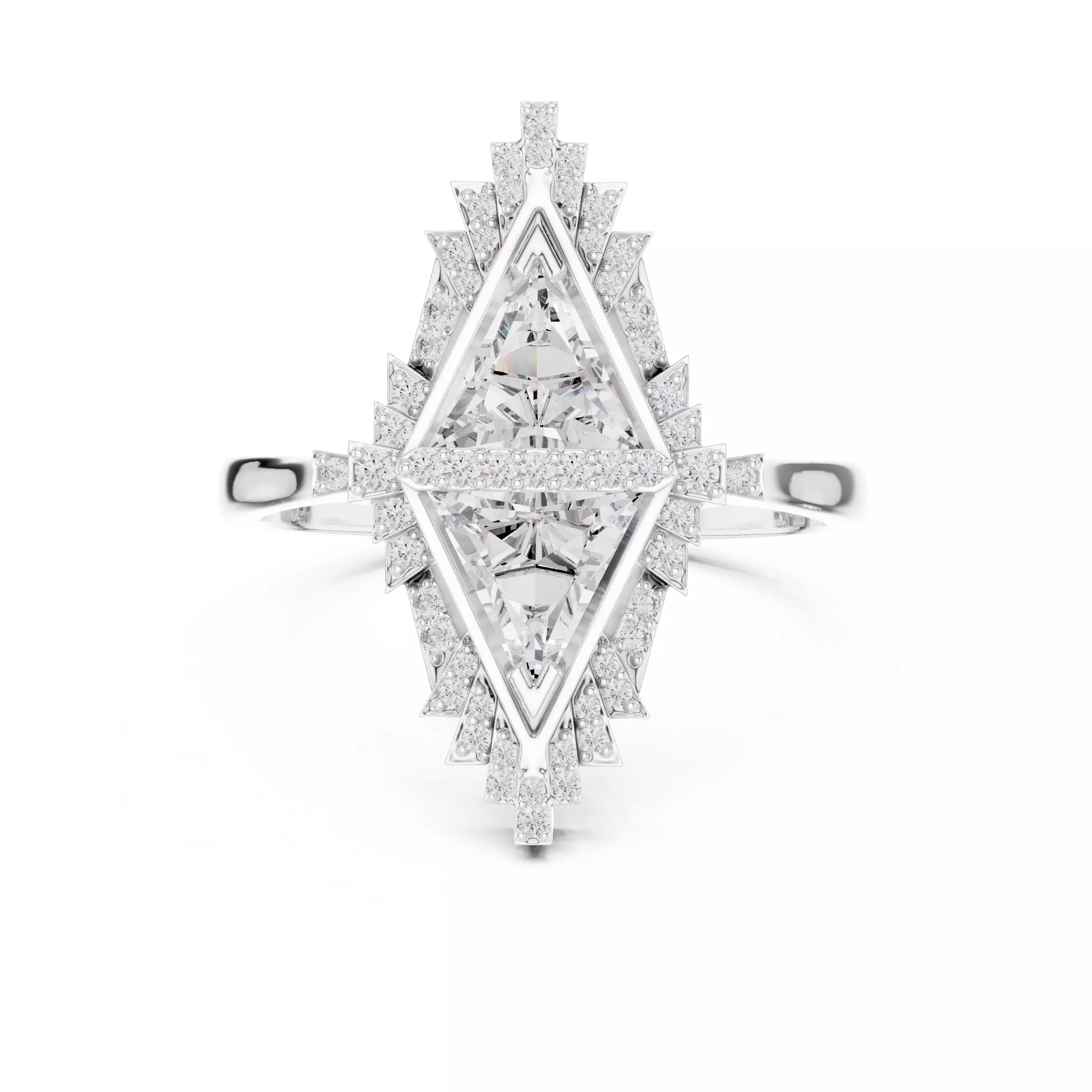 Tringle Cut Diamond Engagement Wedding Ring 3DM STL Video 3D print model_2