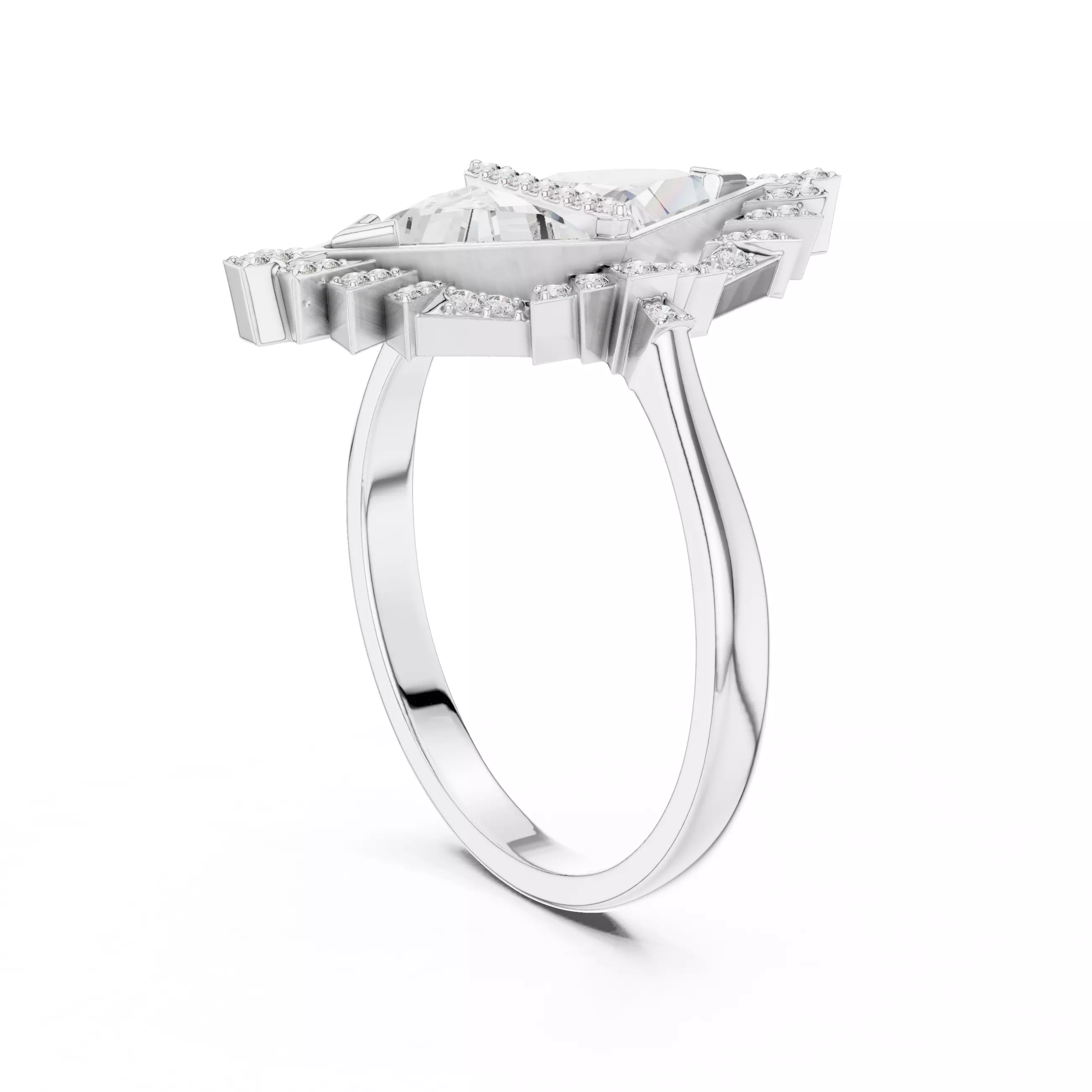 Tringle Cut Diamond Engagement Wedding Ring 3DM STL Video 3D print model_9