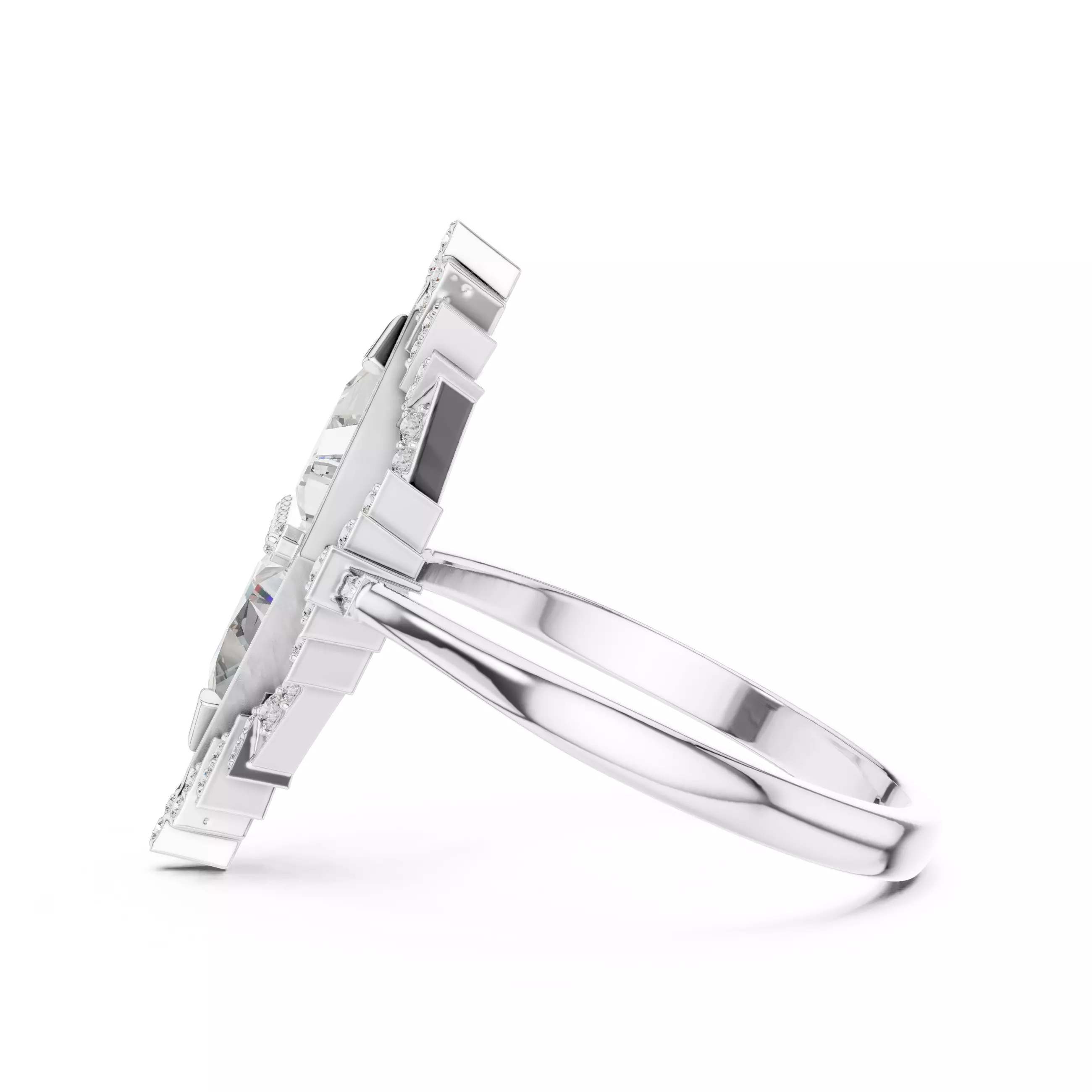 Tringle Cut Diamond Engagement Wedding Ring 3DM STL Video 3D print model_11