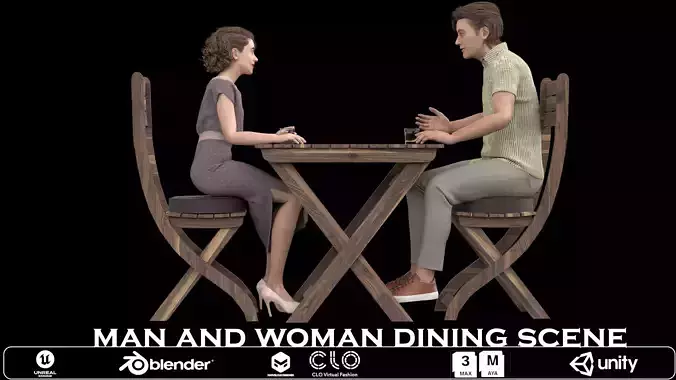 man and woman dining scene