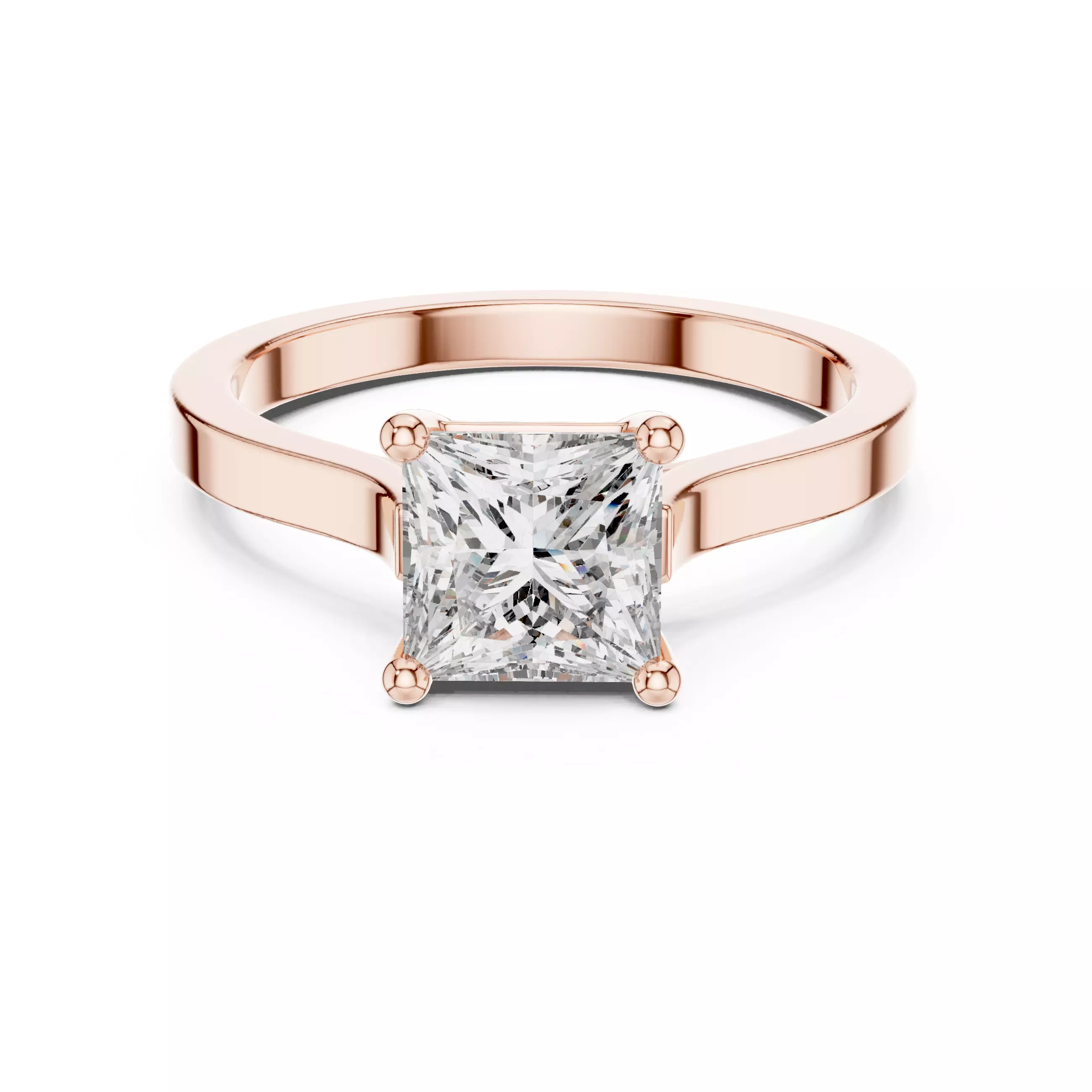 Solitaire 1CT Princess Cut Engagement Wedding Ring 3DM STL Video 3D print model