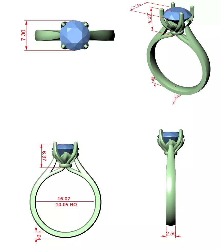 Solitaire Round Cut Fancy Collet Engagement Ring 3DM STL Video 3D print model_18