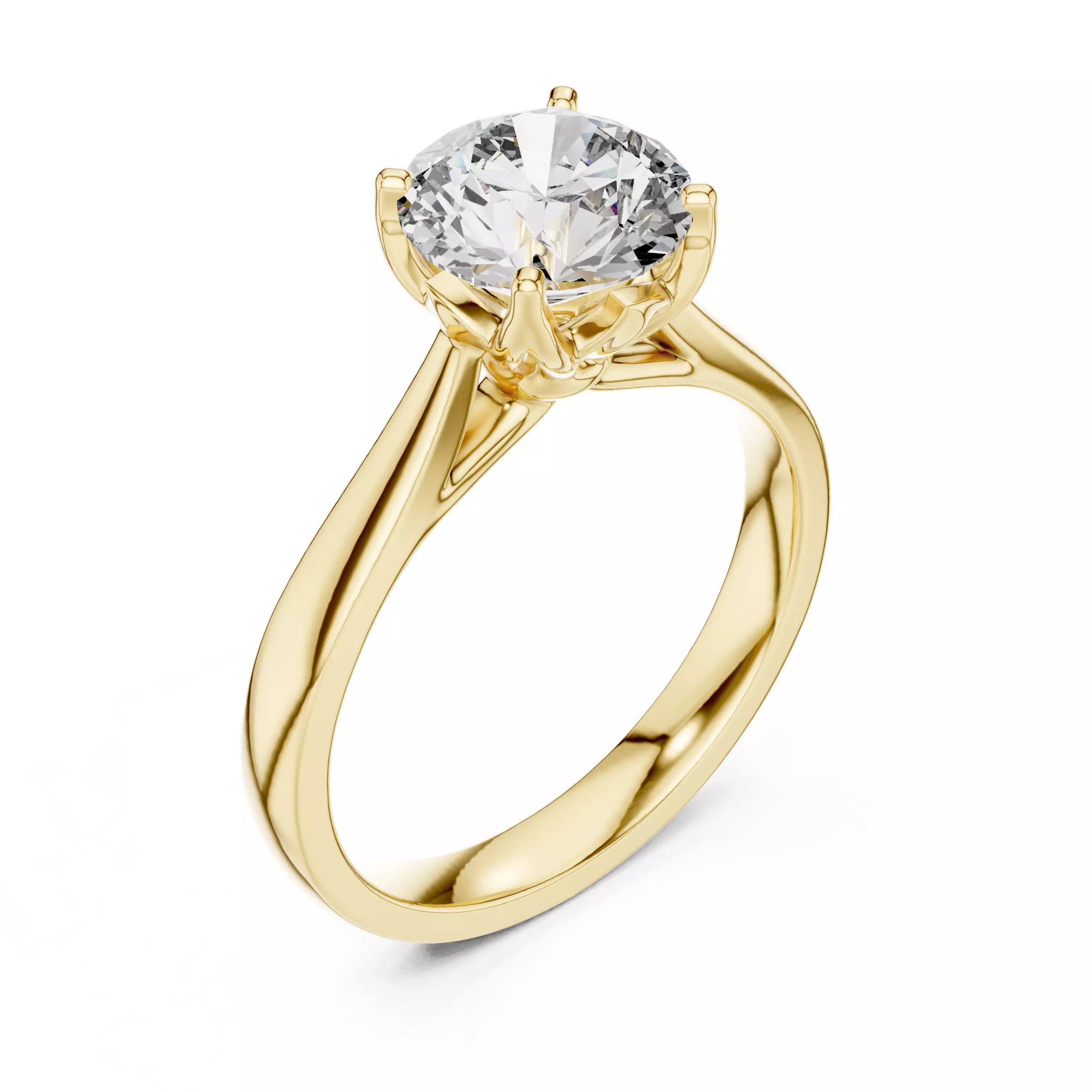 Solitaire Round Cut Fancy Collet Engagement Ring 3DM STL Video 3D print model_9