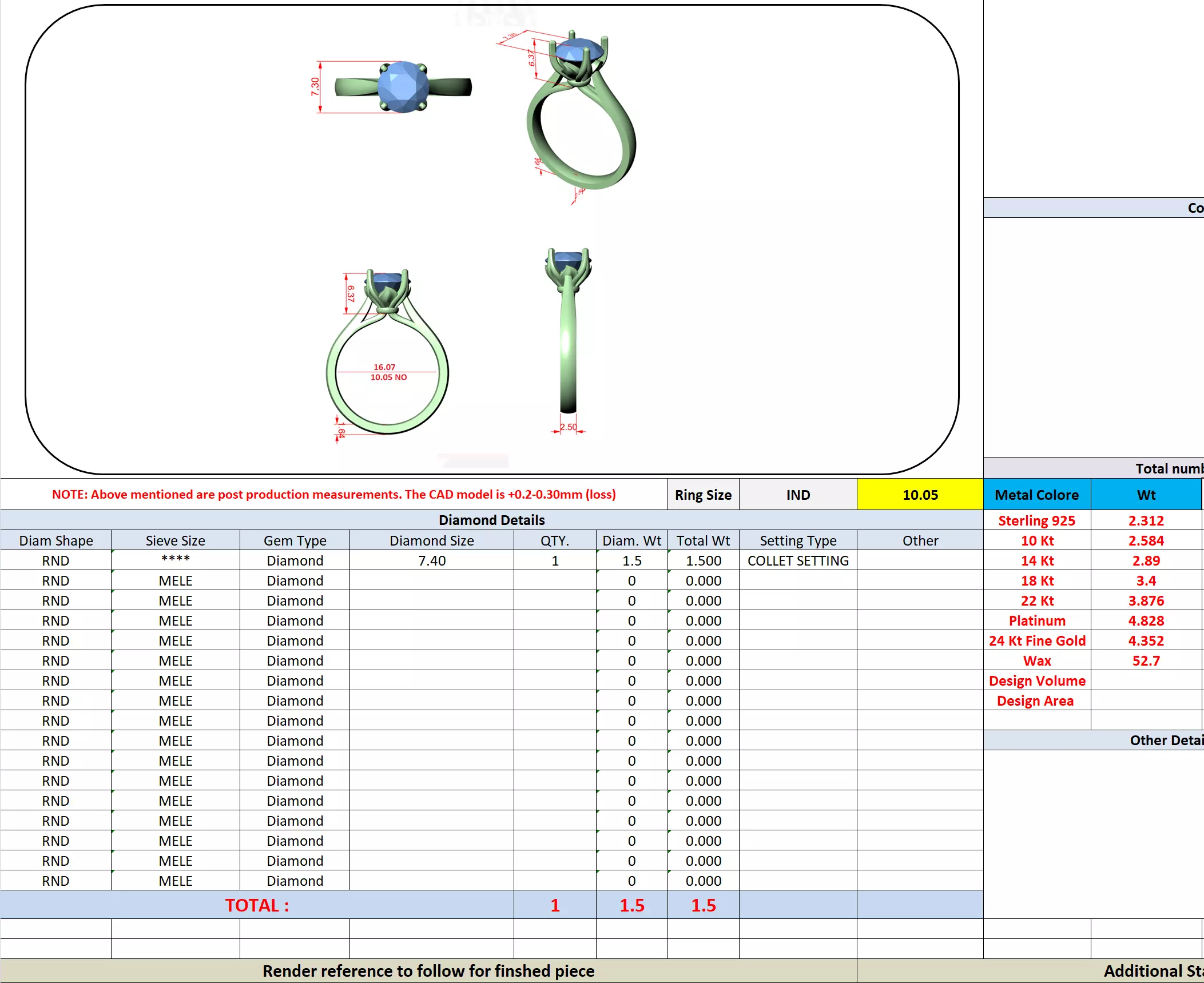 Solitaire Round Cut Fancy Collet Engagement Ring 3DM STL Video 3D print model_19