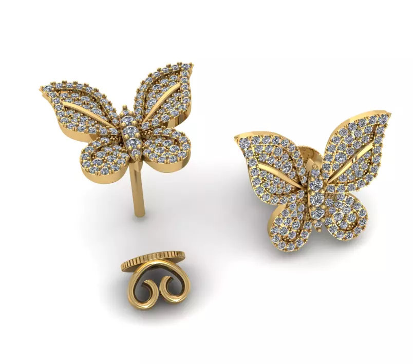 Butterfly Earrings Diamond 3D print model