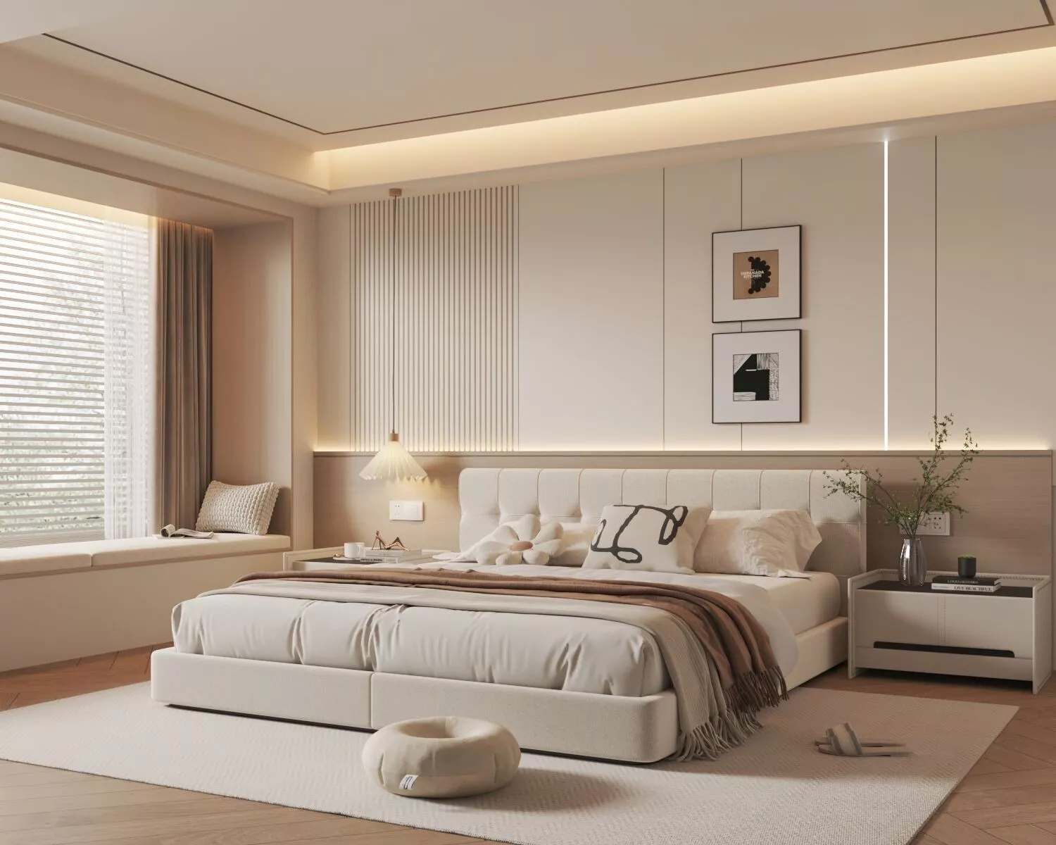 Modern bedroom interior scene 3D model
