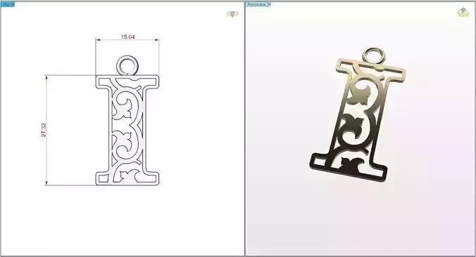 I letter pendant 3D print model