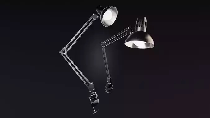 Simple low poly desk lamp with table clamp 3d model