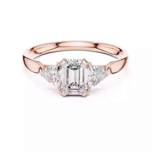 Three Stone Emerald and Trillion Cut Wedding Ring 3DM STL Video