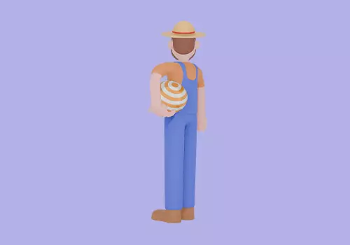 Stylized 3D Farmer Man Character - Cartoon Male Holding Ball 3D model_4