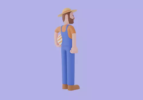 Stylized 3D Farmer Man Character - Cartoon Male Holding Ball 3D model_5