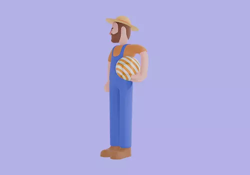 Stylized 3D Farmer Man Character - Cartoon Male Holding Ball 3D model_3