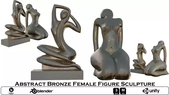 Abstract Bronze Female Figure Sculpture
