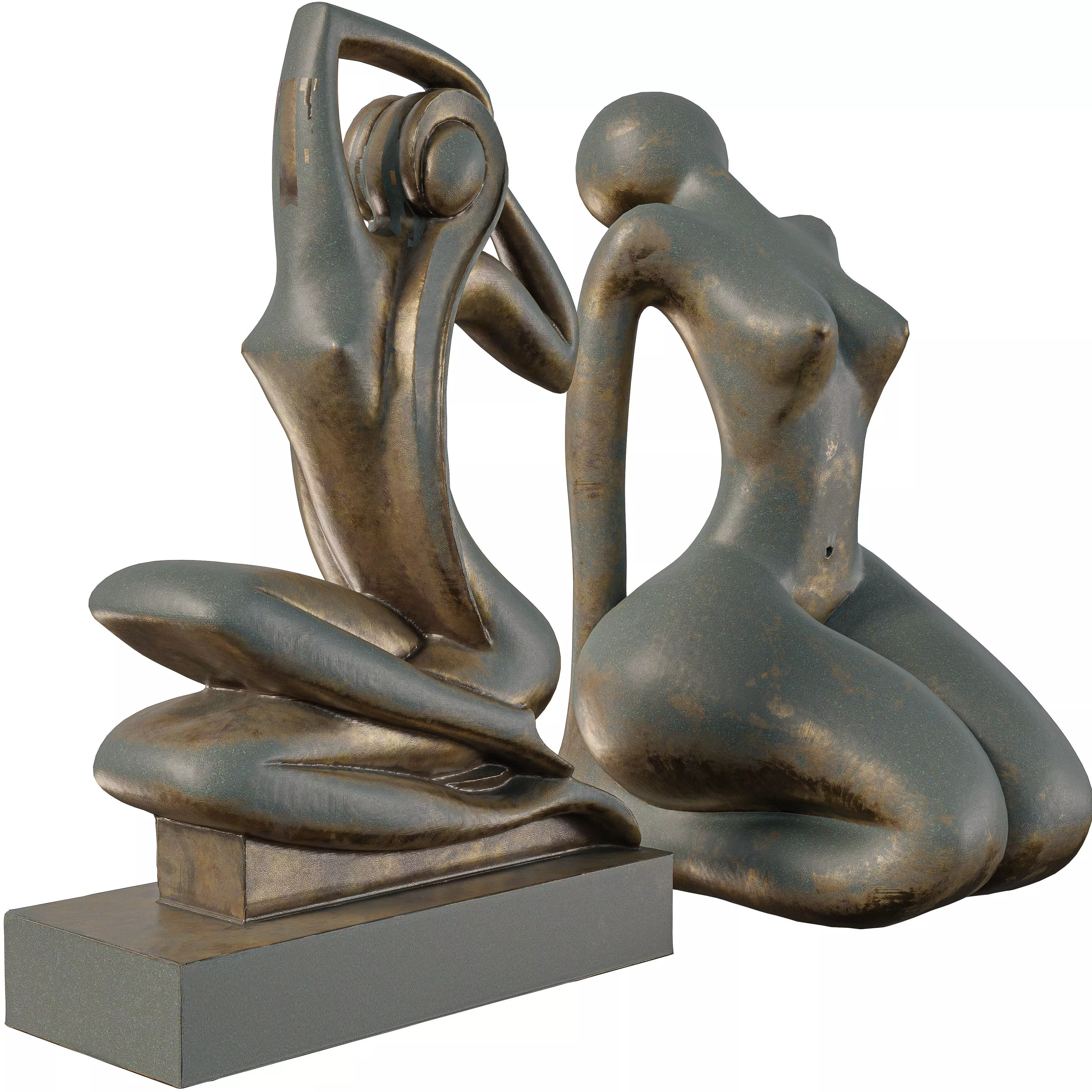 Abstract Bronze Female Figure Sculpture Low-poly 3D model_3