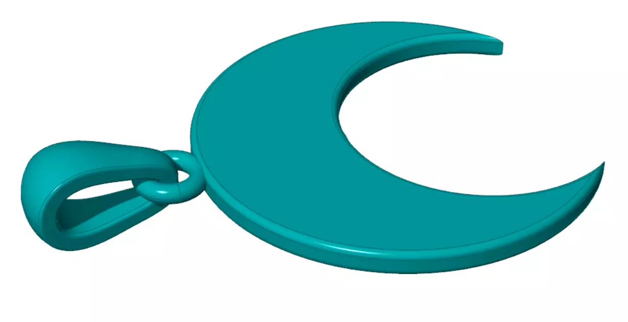 Pendant moon Crescent neclace with gem 3D print model_8