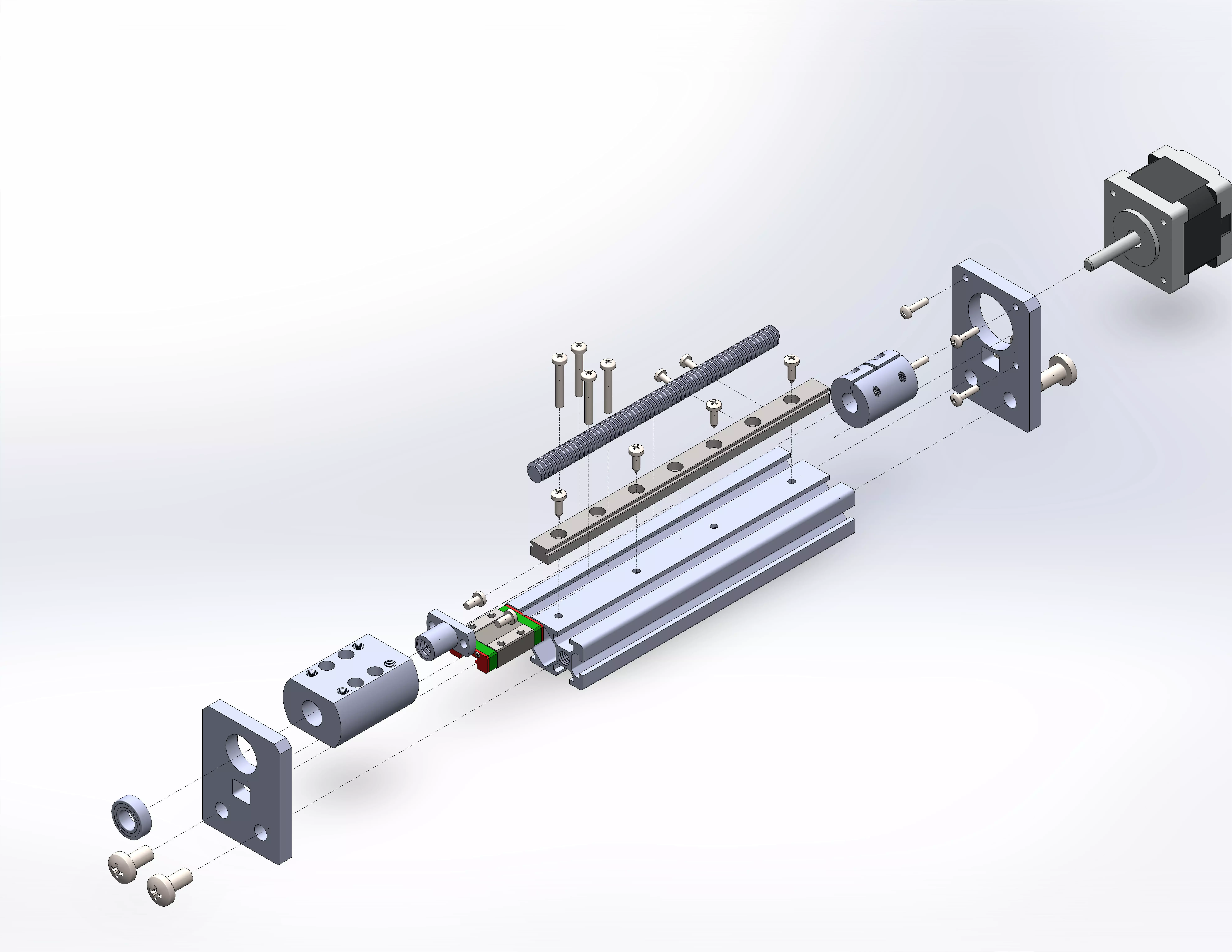 Linear actuator with trapezoidal screw Free 3D model_3