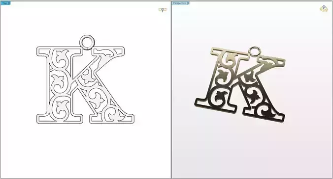 K letter pendant 3D print model