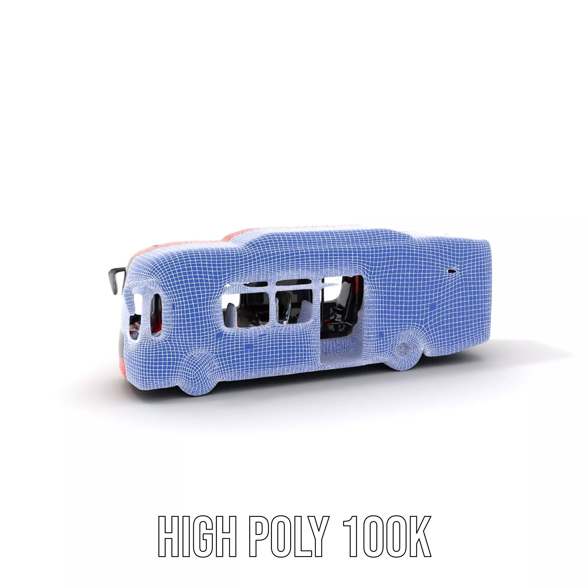Urban Red Bus model pack Low-poly 3D model_5