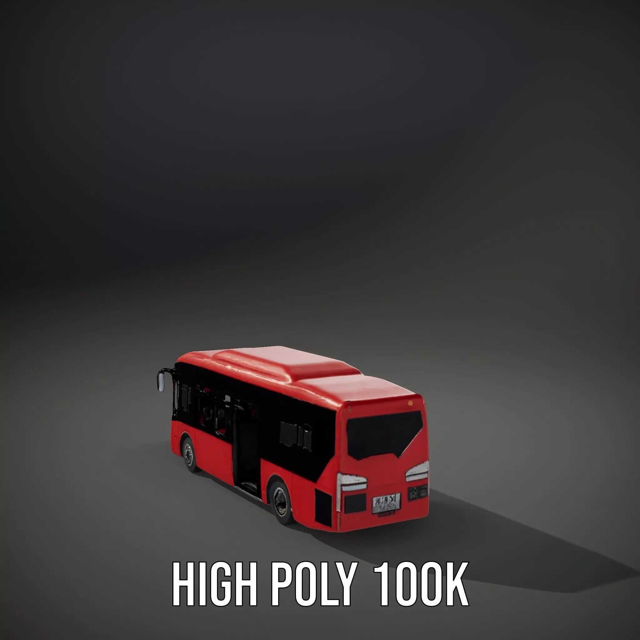Urban Red Bus model pack Low-poly 3D model_23