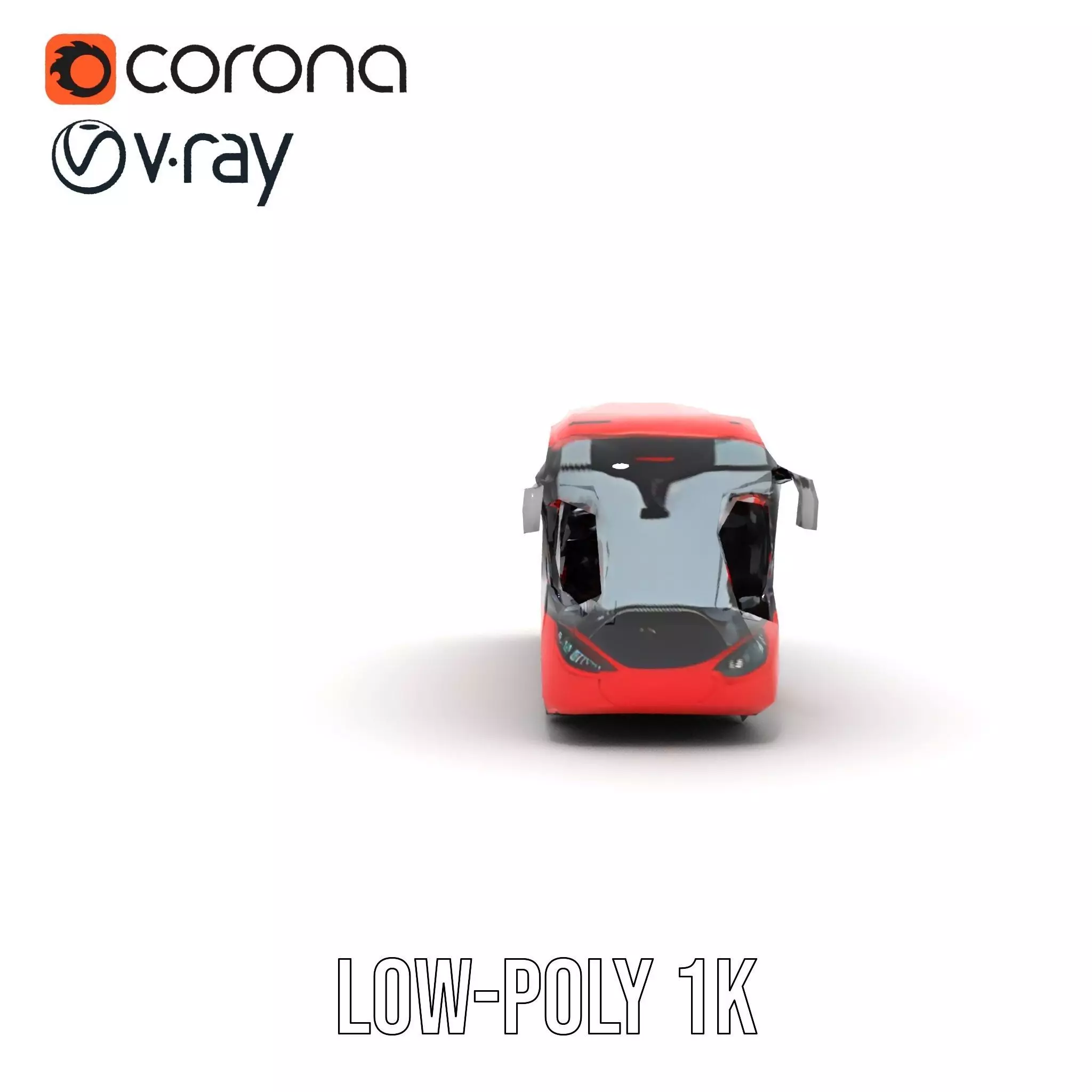 Urban Red Bus model pack Low-poly 3D model_19