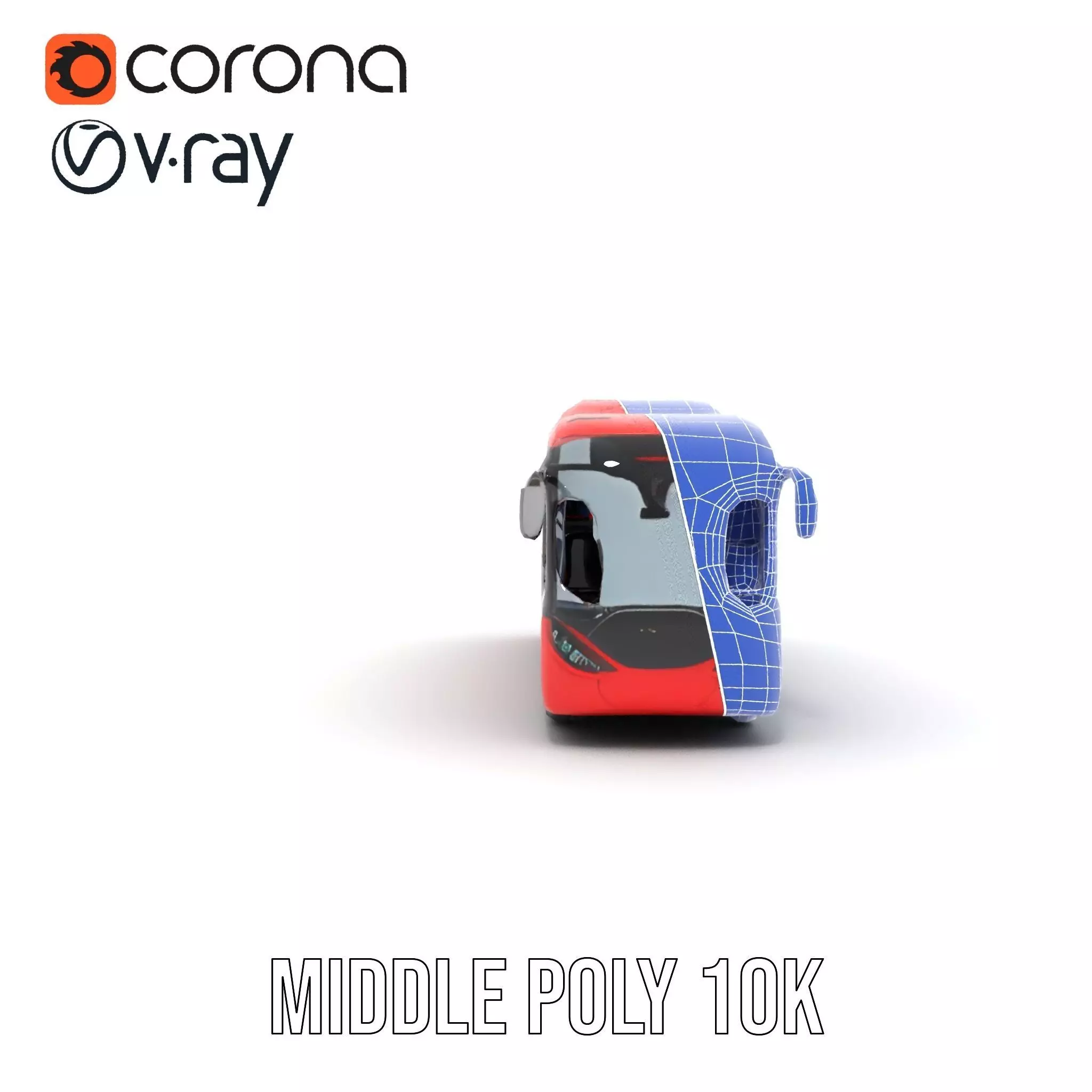 Urban Red Bus model pack Low-poly 3D model_16