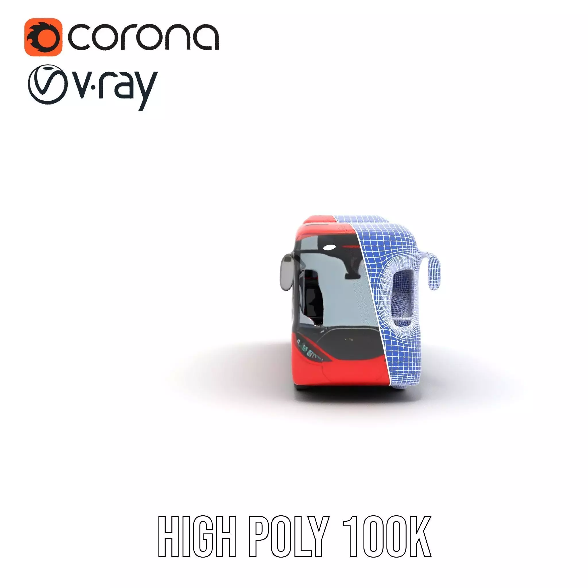 Urban Red Bus model pack Low-poly 3D model_35