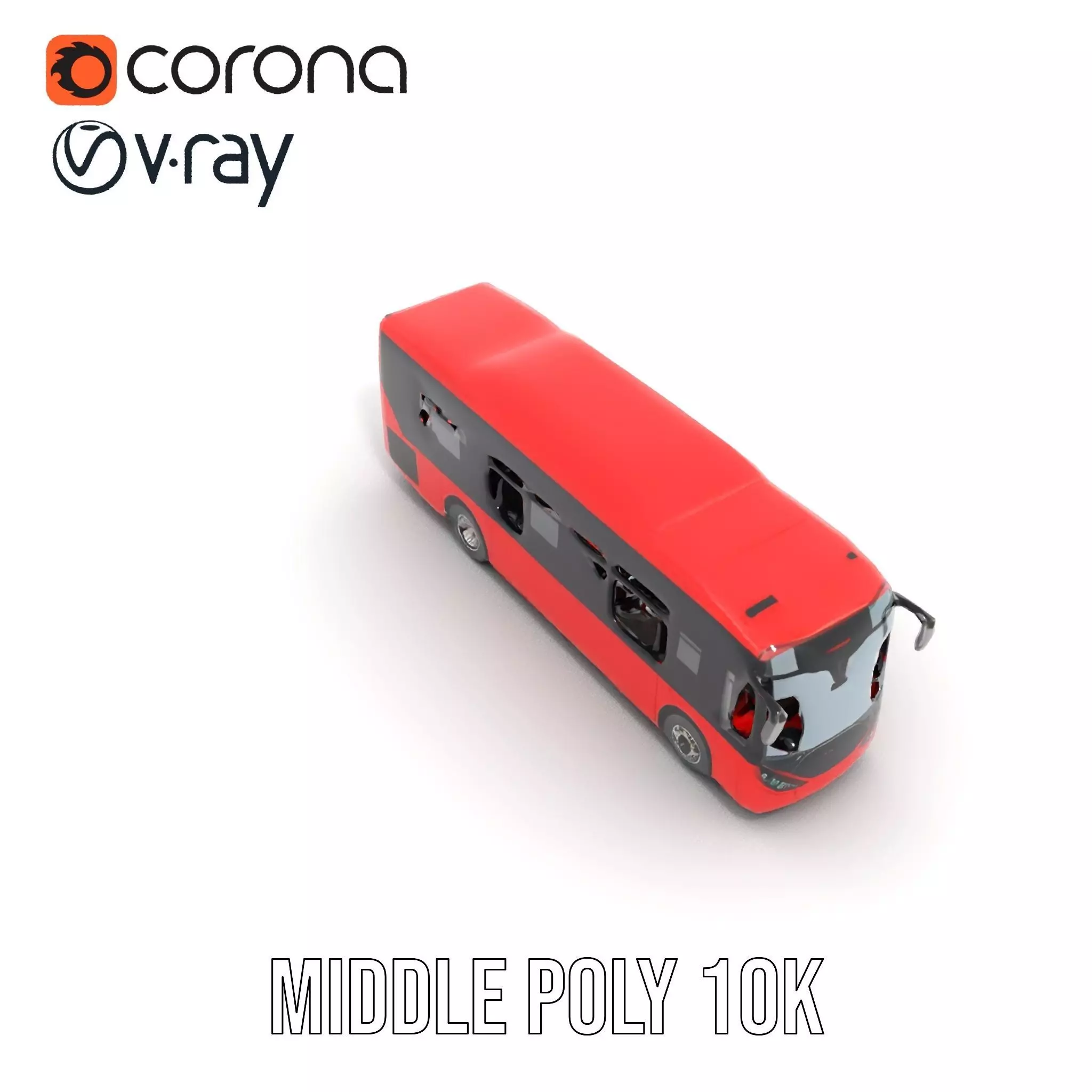 Urban Red Bus model pack Low-poly 3D model_24